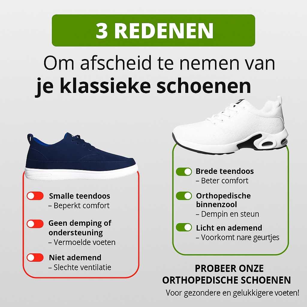 Vergelijking orthopedische vs klassieke schoenen